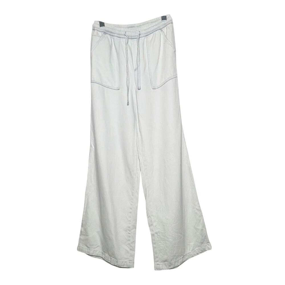 Women's Wide-Leg Drawstring Lounge Pants - White - Picture 3 of 10